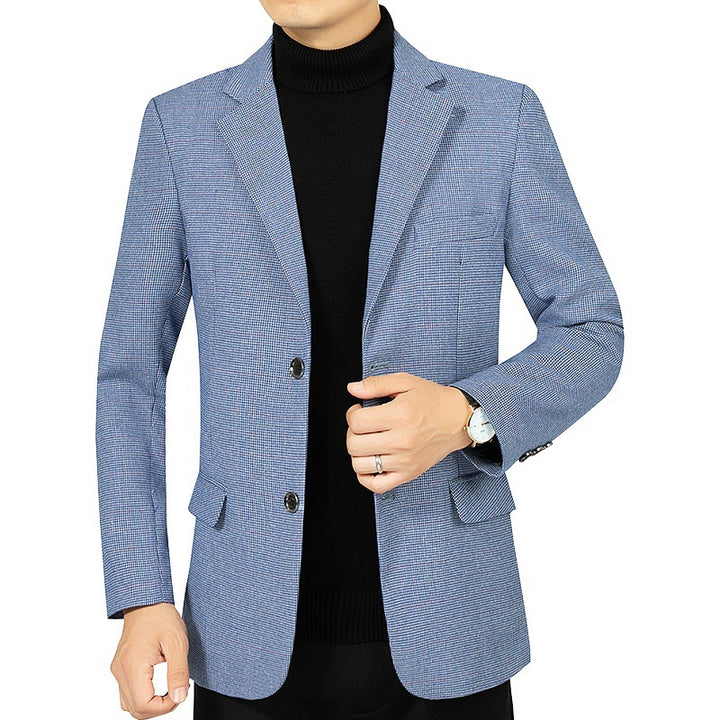 Herren Slim-Fit Sakko fein kariert aus leichtem MischgewDrunee mit teilgefütterter Innenverarbeitung Drune