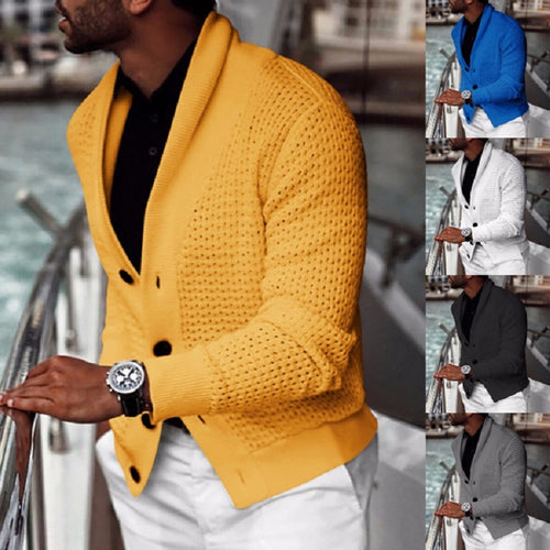 Herren lässiger Strickcardigan mit innovativem Lochmuster und modernem Schnitt Drune