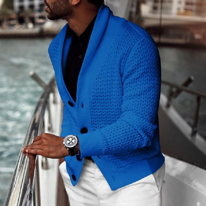 Herren Strickjacke mit strukturiertem Design und elegantem Schalkragen Drune