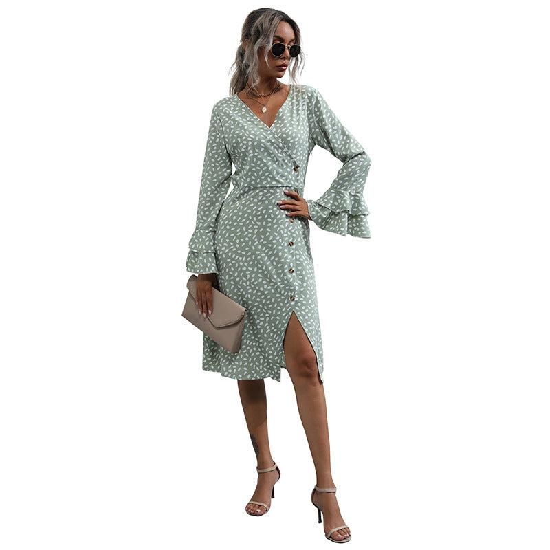 Damen Charmantes Wickelkleid mit Rüschendetails Drune