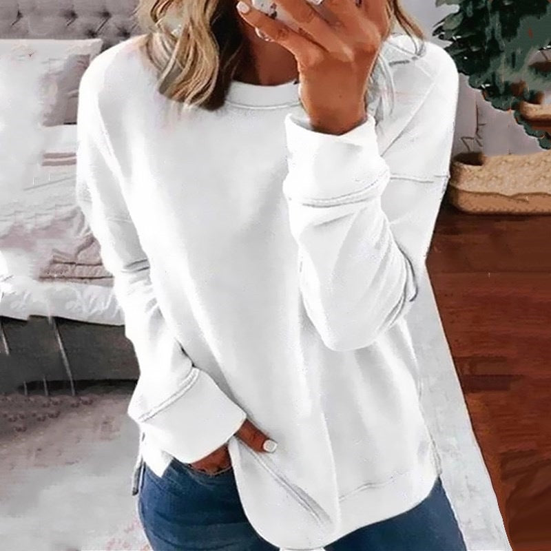 Damen lässiger Sweatshirt mit strukturiertem Design und überschnittenen Schultern Drune