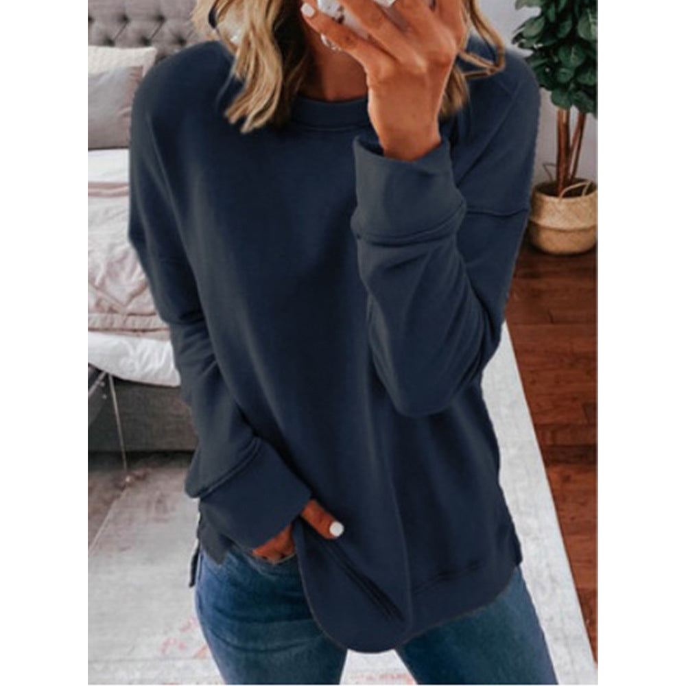 Damen lässiger Sweatshirt mit strukturiertem Design und überschnittenen Schultern Drune