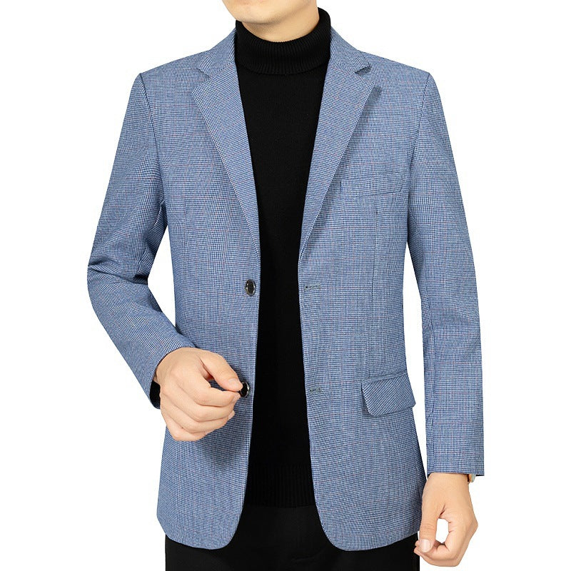 Herren Slim-Fit Sakko fein kariert aus leichtem MischgewDrunee mit teilgefütterter Innenverarbeitung Drune