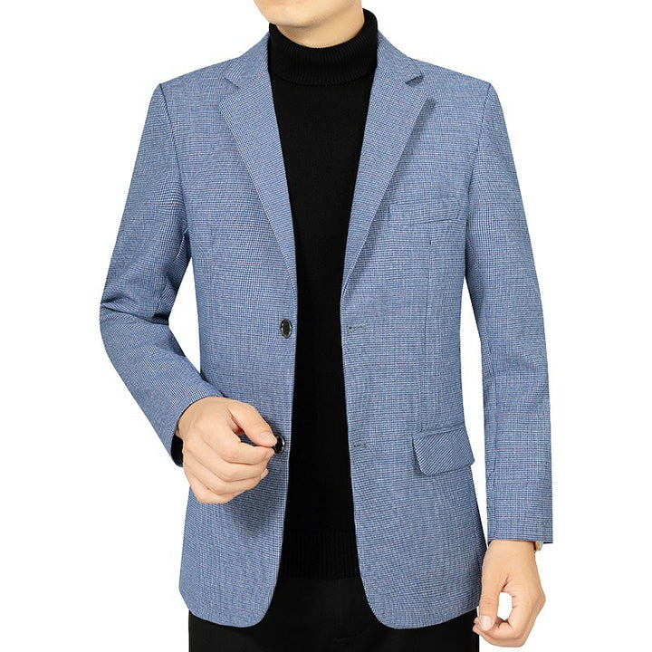 Herren Slim-Fit Sakko fein kariert aus leichtem MischgewDrunee mit teilgefütterter Innenverarbeitung Drune