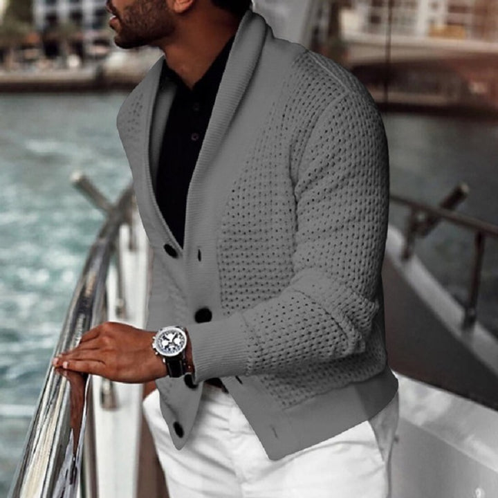 Herren Strickjacke mit strukturiertem Design und elegantem Schalkragen Drune