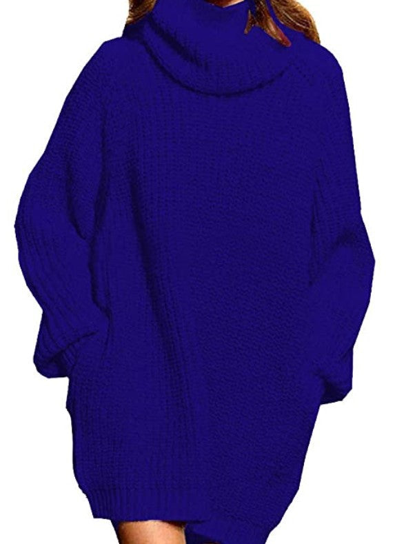 Damen Oversized Strickpullover mit hohem Kragen und weitem Schnitt Drune