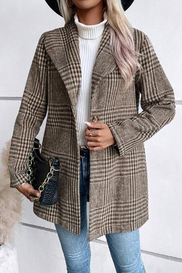 Drune | Kollektion Karierter Kragen Langarmjacke