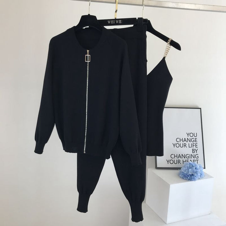 Damen sportliches Freizeit-Loungewear-Set mit Reißverschluss Drune