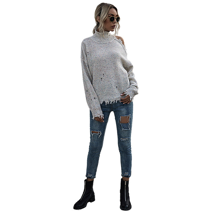 Damen Lässiger Oversized Pullover mit Fransen Drune