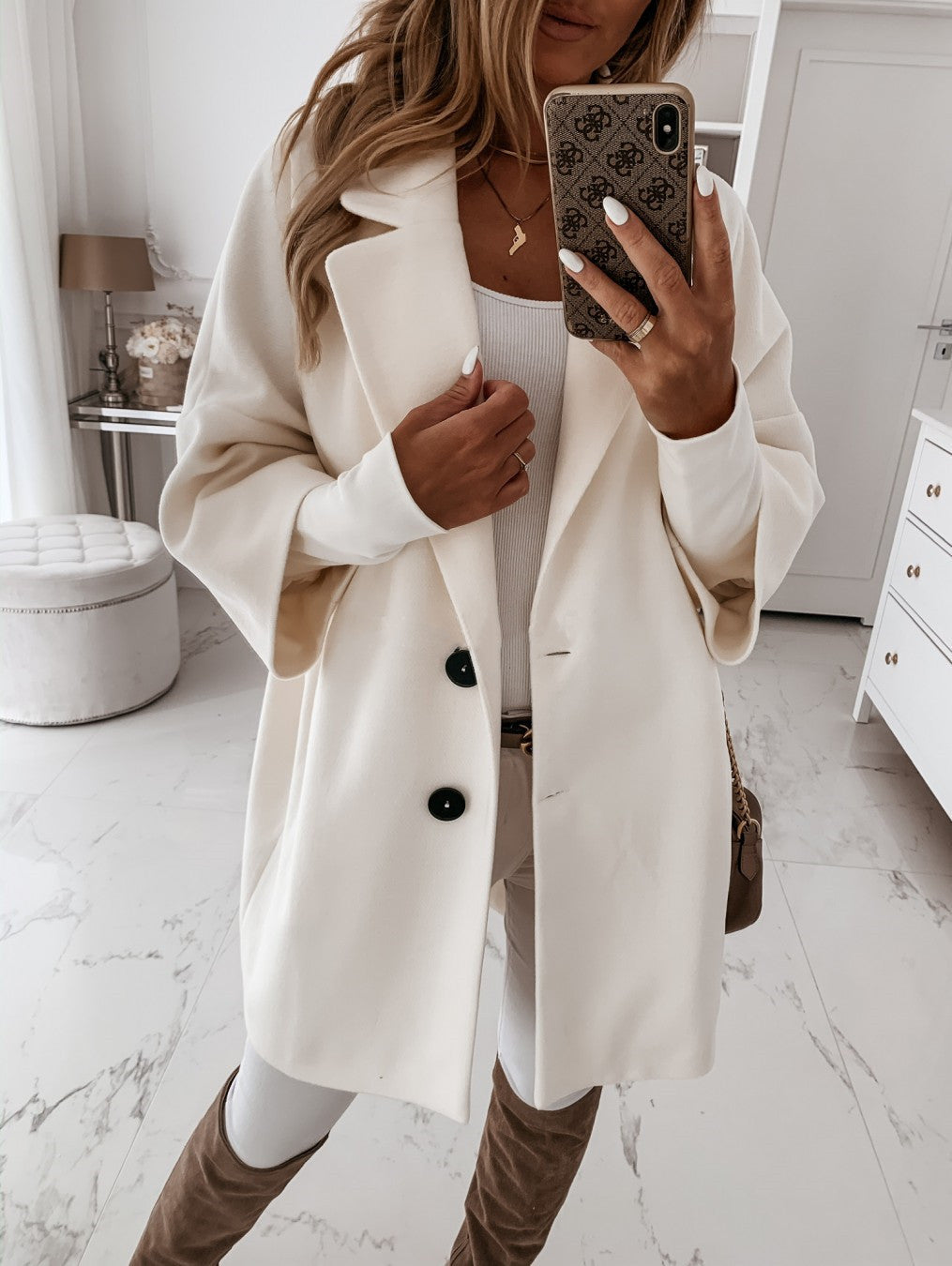 Damen eleganter Oversized-Mantel mitreißendem Schnitt Drune