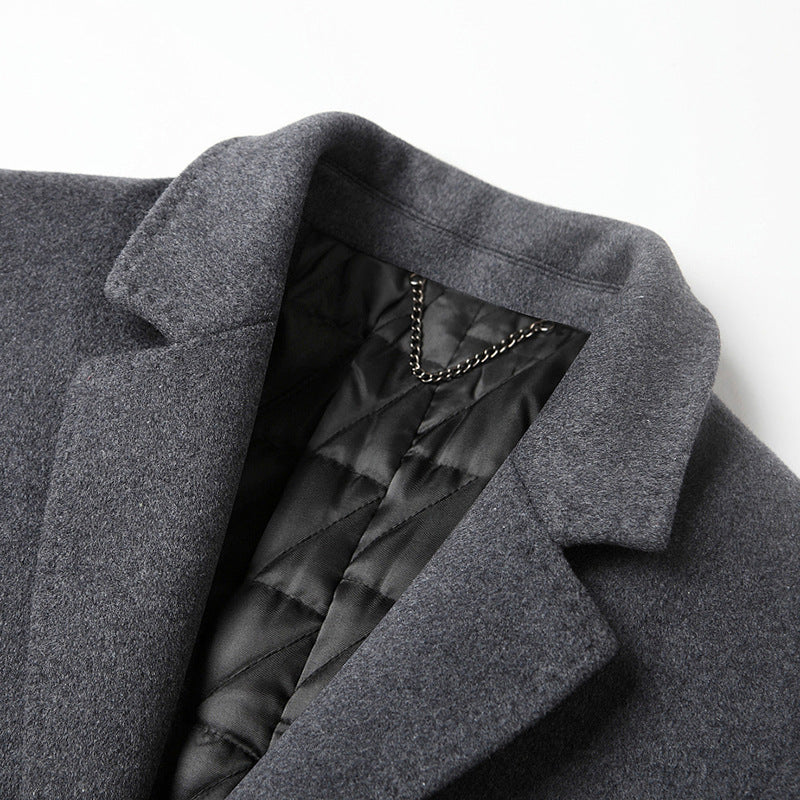 Herren Einreihiger Wollmix-Übermantel mit gesteppter Thermo-Innenjacke Drune