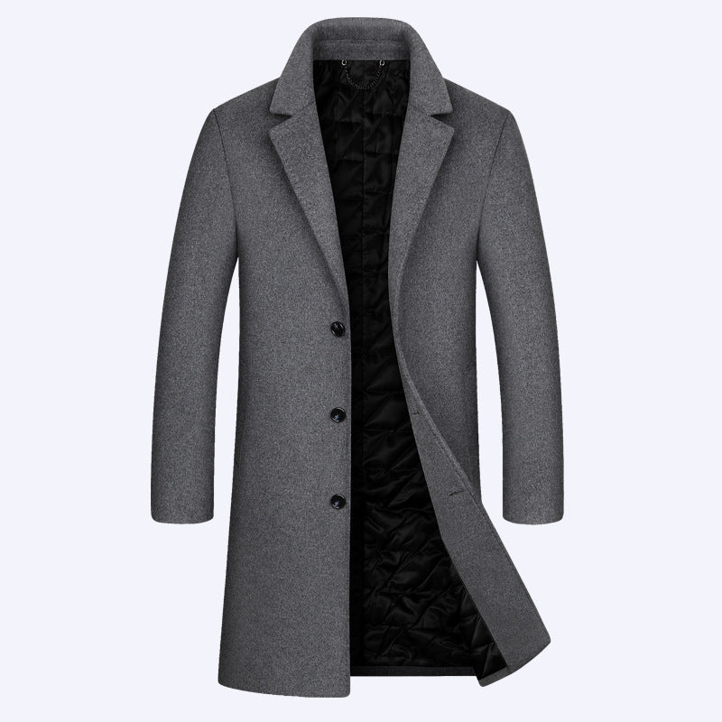 Herren Einreihiger Wollmix-Übermantel mit gesteppter Thermo-Innenjacke Drune