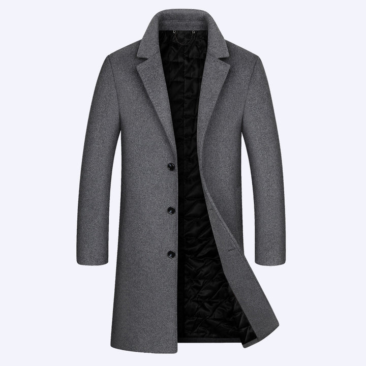 Herren Einreihiger Wollmix-Übermantel mit gesteppter Thermo-Innenjacke Drune