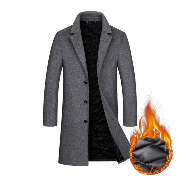 Herren Einreihiger Wollmix-Übermantel mit gesteppter Thermo-Innenjacke Drune