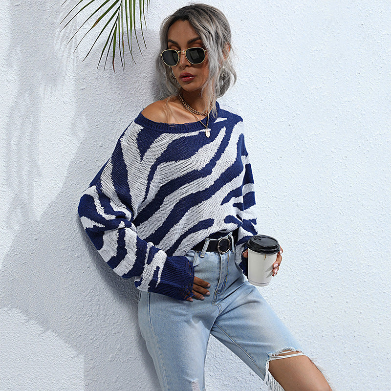 Damen Oversize-Strickpullover mit ZDruneramuster, destroyed Saum & weitem Schnitt Drune