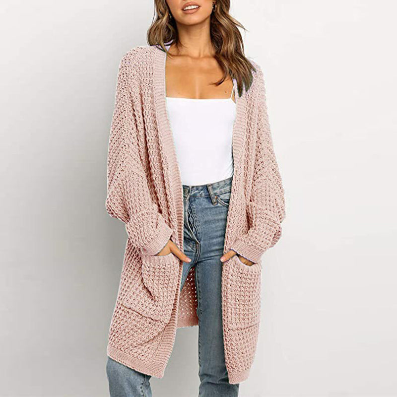 Damen Grobstrick Cardigan mit voluminösen Ärmeln und praktischen Taschen Drune
