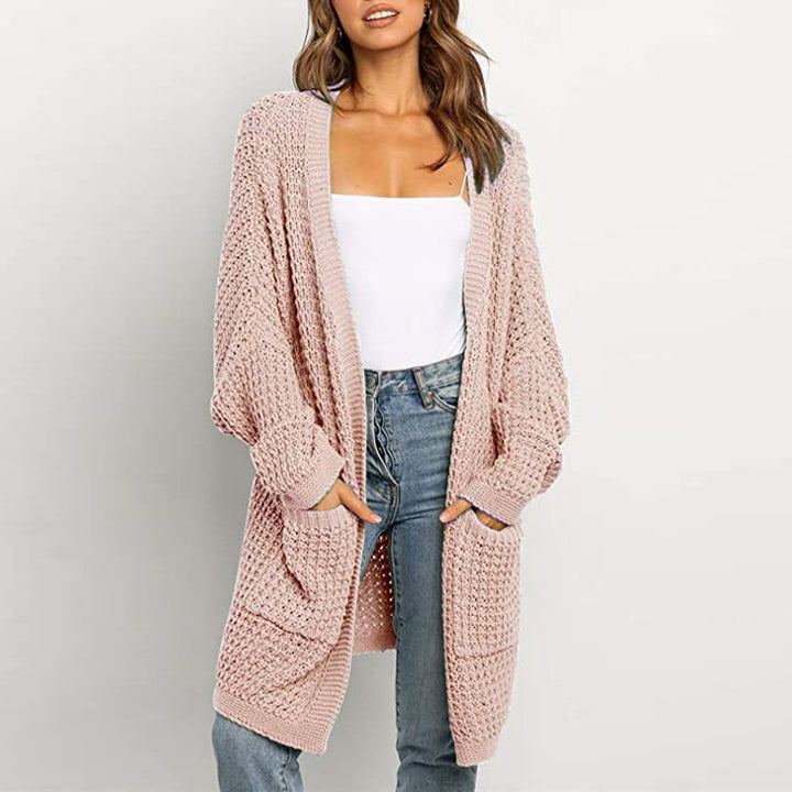 Damen Grobstrick Cardigan mit voluminösen Ärmeln und praktischen Taschen Drune