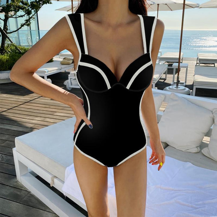 Damen Sportlicher Einteiler Badeanzug mit elegantem Detail Drune