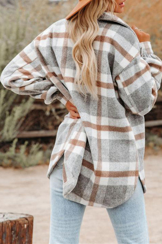 Drune | Karierte Waschlappen Tweed Mantel Jacke