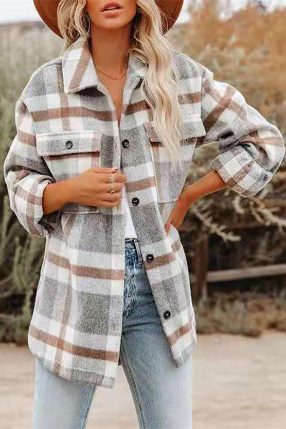 Drune | Karierte Waschlappen Tweed Mantel Jacke