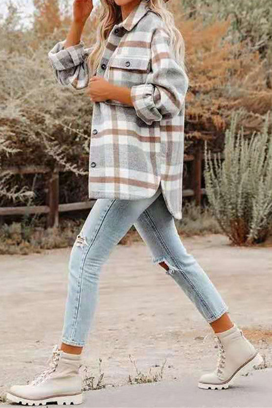 Drune | Karierte Waschlappen Tweed Mantel Jacke