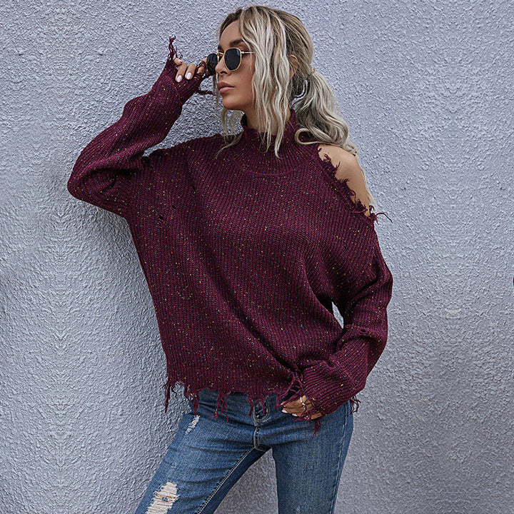 Damen Lässiger Oversized Pullover mit Fransen Drune
