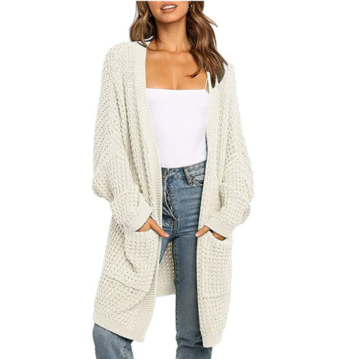 Damen Grobstrick Cardigan mit voluminösen Ärmeln und praktischen Taschen Drune