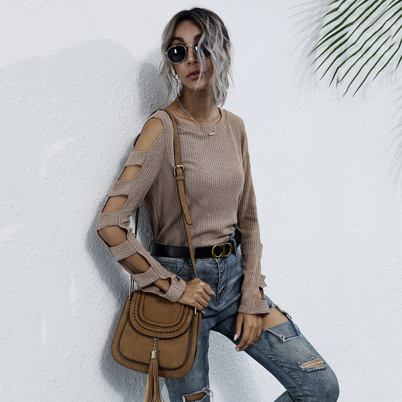 Damen Bequemer Pullover mit Cut-Out-Details Drune