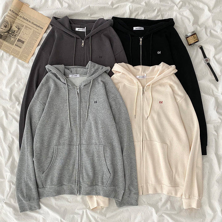 Damen lässiger Kapuzenpullover mit durchgehendem Reißverschluss und praktischen Eingrifftaschen Drune