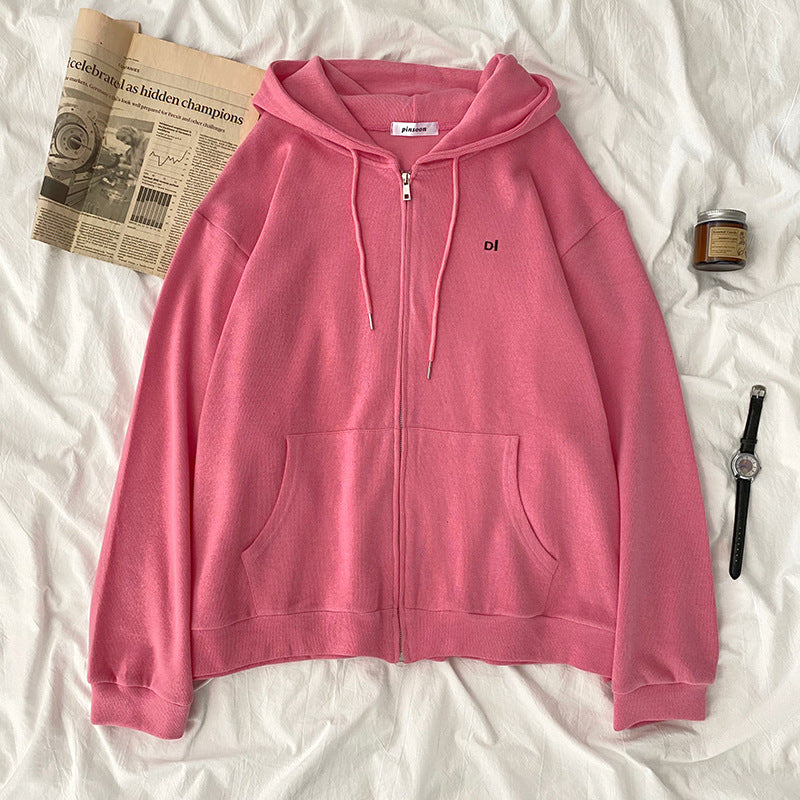 Damen lässiger Kapuzenpullover mit durchgehendem Reißverschluss und praktischen Eingrifftaschen Drune