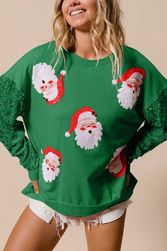 Drune | Weihnachten Lässig Locker Rundhals Pailletten Ärmel Sweatshirt