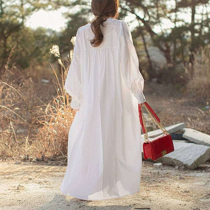 Damen Oversize-Hoodie-Hemdkleid mit verdeckter Knopfleiste, Seitentaschen und leichtem Fall Drune