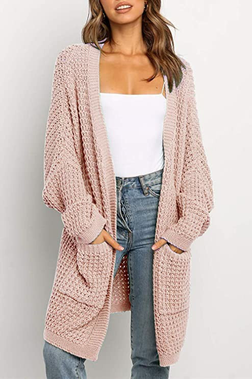 Damen Grobstrick Cardigan mit voluminösen Ärmeln und praktischen Taschen Drune