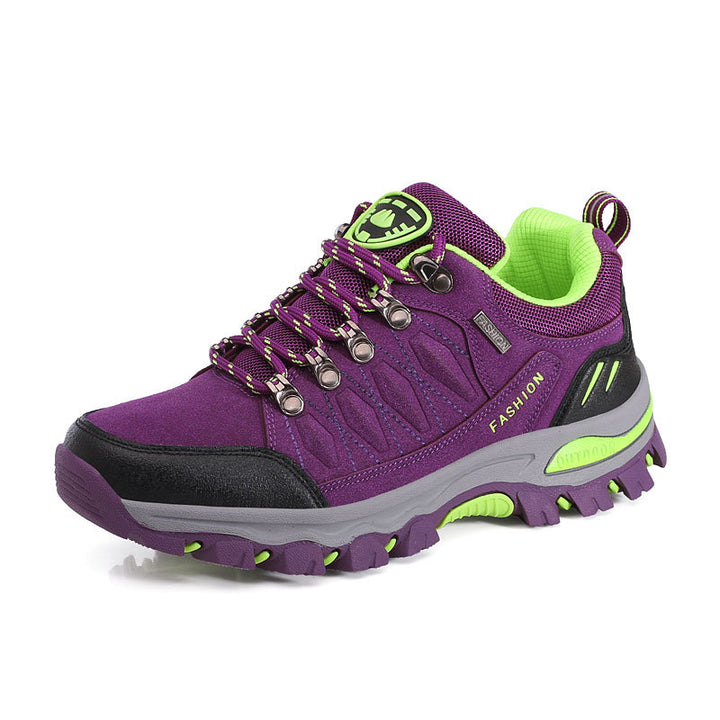 Damen nan atmungsaktiver Low-Cut-Trekkingschuh mit Metallösen, verstärkter Zehenkappe und griffiger Multiterrain-Sohle Drune