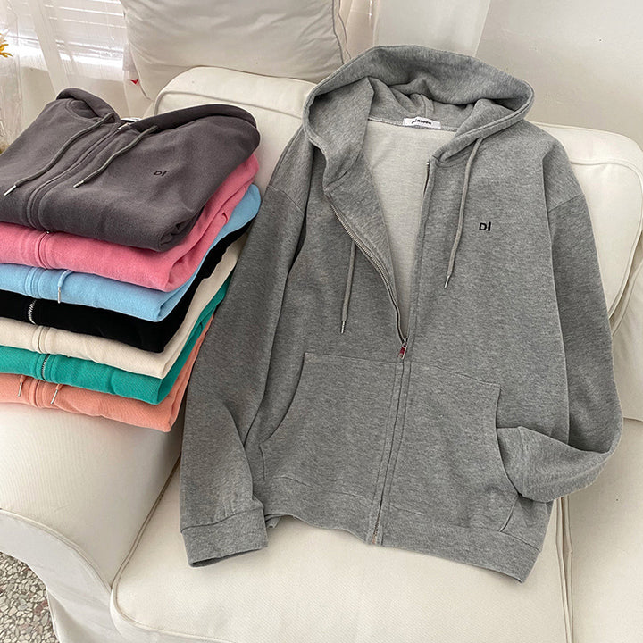 Damen lässiger Kapuzenpullover mit durchgehendem Reißverschluss und praktischen Eingrifftaschen Drune