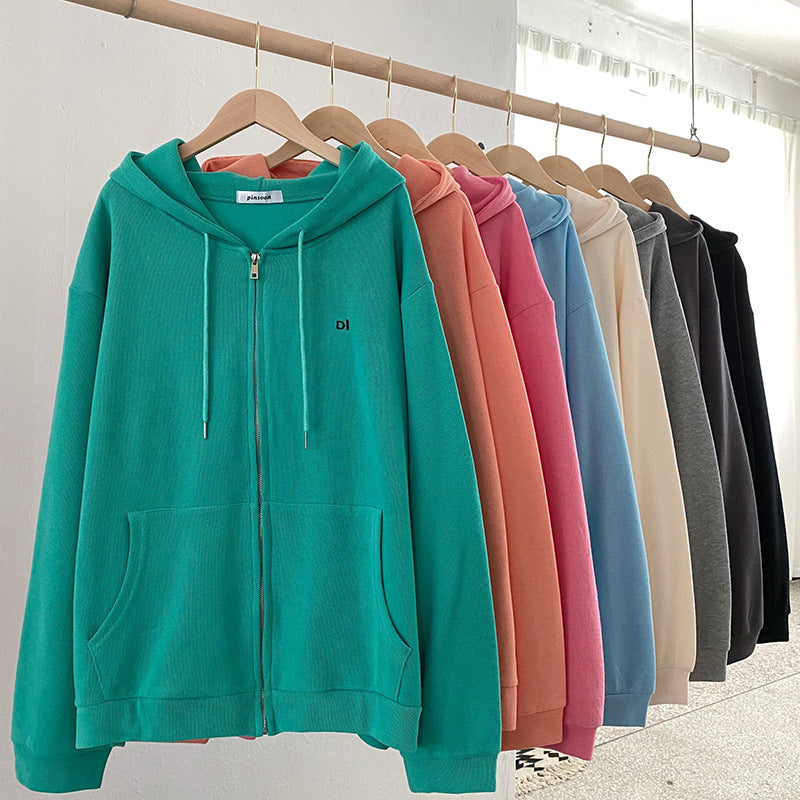 Damen lässiger Kapuzenpullover mit durchgehendem Reißverschluss und praktischen Eingrifftaschen Drune