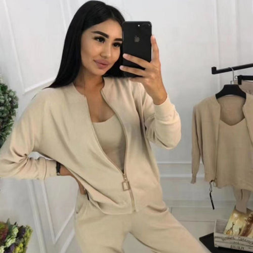 Damen Sportliches Loungewear-Set mit Reißverschluss und weitem Schnitt Drune