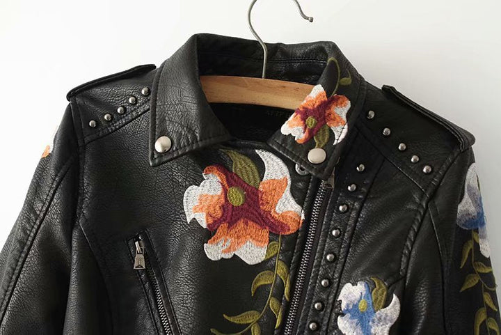 Drune | Bestickte verziert veganlederjacke