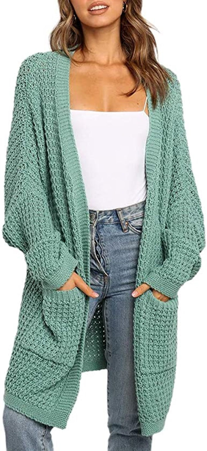 Damen Grobstrick Cardigan mit offenen Taschen und lässigem Schnitt Drune