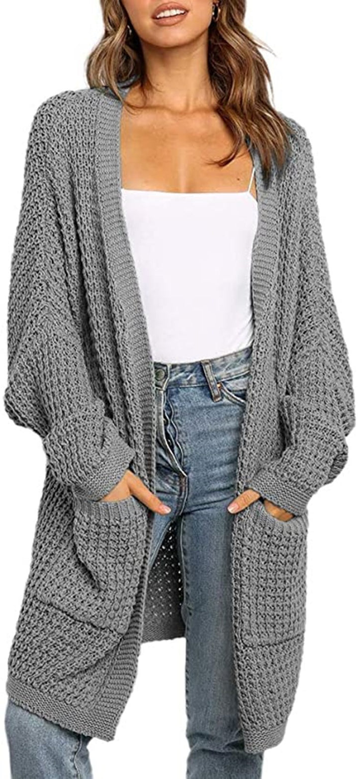 Damen Grobstrick Cardigan mit offenen Taschen und lässigem Schnitt Drune