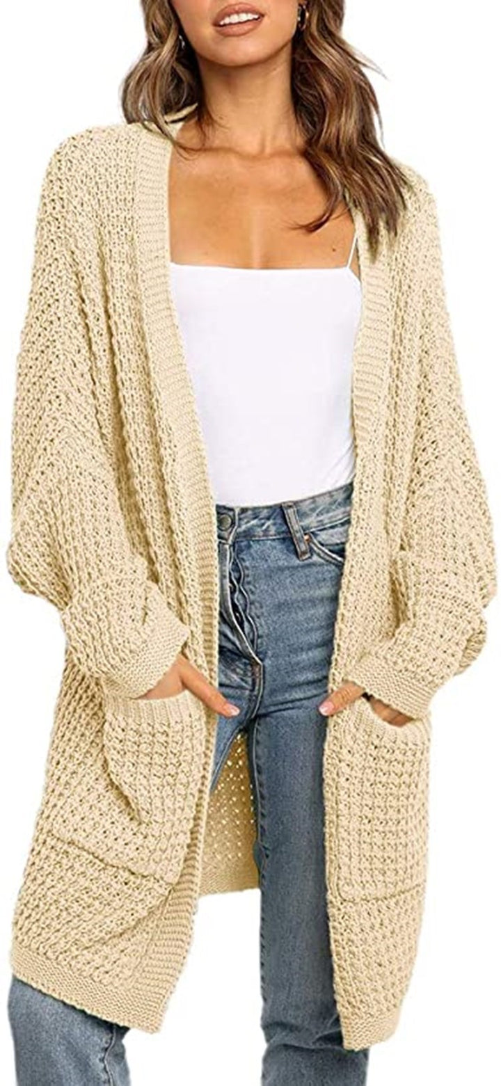 Damen Grobstrick Cardigan mit offenen Taschen und lässigem Schnitt Drune