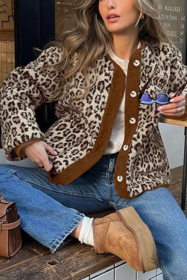 Drune | Leopard Lockere Lockere Kaschmir Warme Jacke