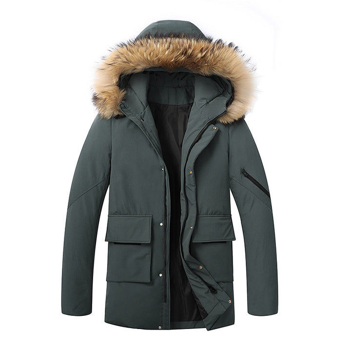 Herren Wasserdichte Winterparka mit abnehmbarer Kunstfellkapuze und Thermoisolierung Drune