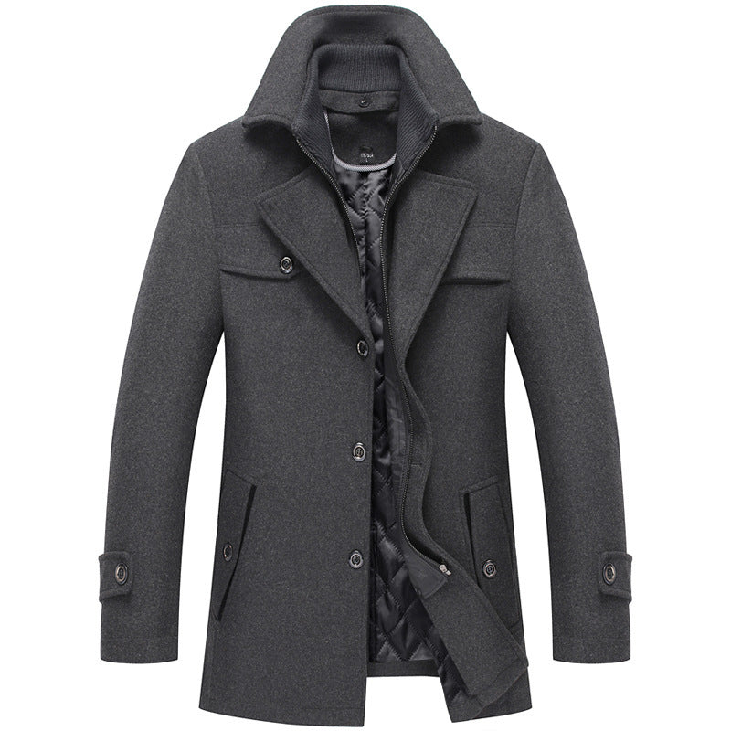 Herren Wollmix-Kurzmantel mit herausnehmbarer gesteppter Innenjacke und verdecktem Zwei-Wege-Reißverschluss Drune