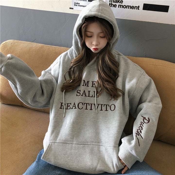 Damen Hoodies mit großem Logo und praktischer Kängurutaschen Design Drune