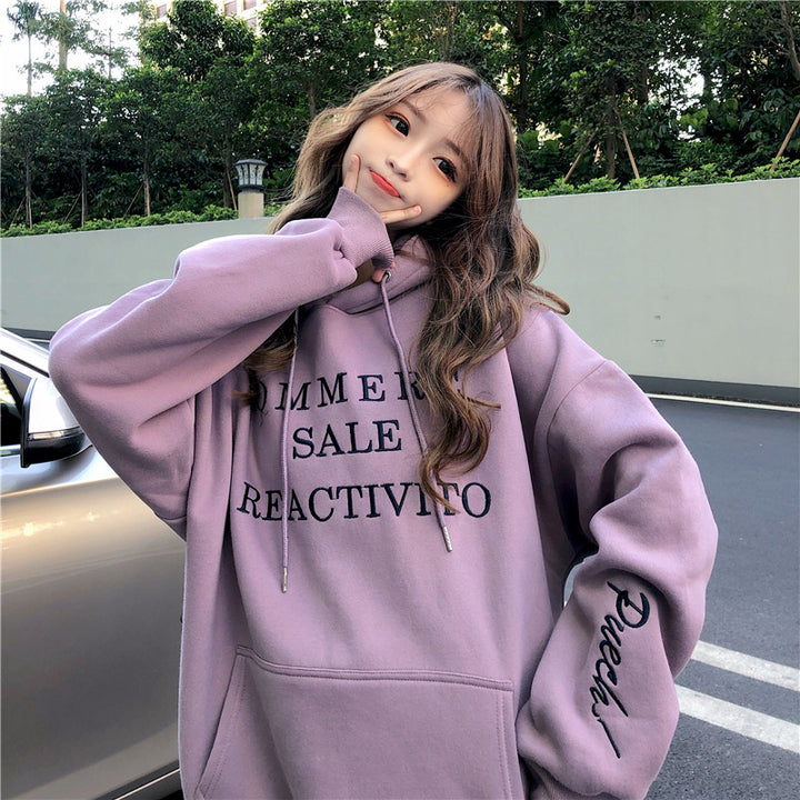 Damen Hoodies mit großem Logo und praktischer Kängurutaschen Design Drune