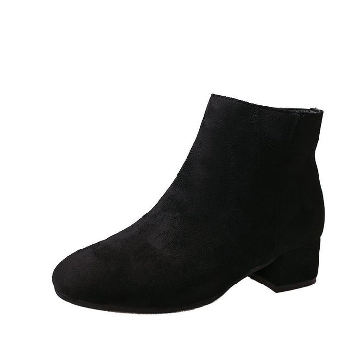 Damen Stiefeletten mit samtigem Obermaterial und komfortablem Blockabsatz Drune