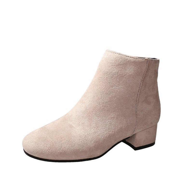 Damen Stiefeletten mit samtigem Obermaterial und komfortablem Blockabsatz Drune