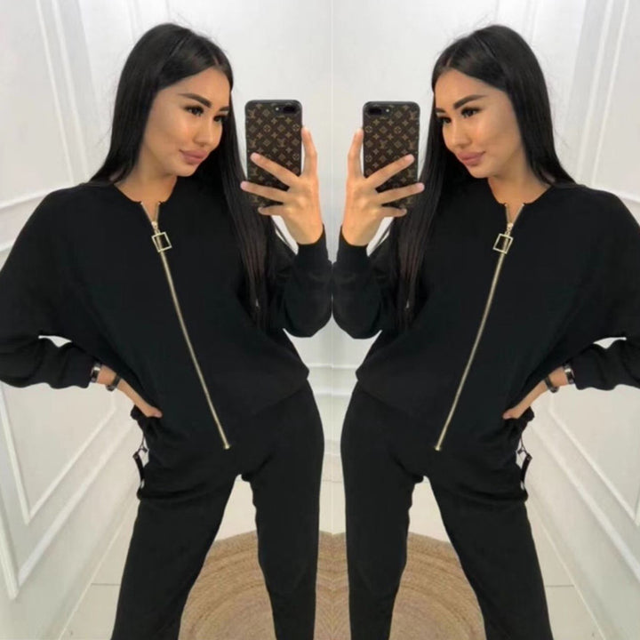 Damen Sportliches Loungewear-Set mit Reißverschluss und weitem Schnitt Drune