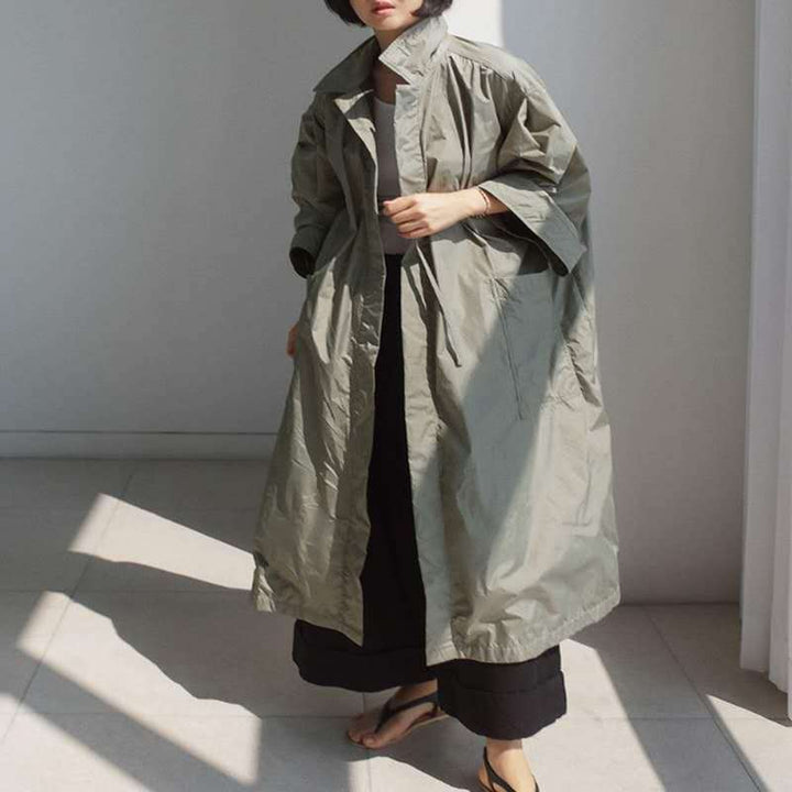 Damen Longline-Parka im leichten Windbreaker-Stil mit innenliegendem Futter, Tunnelzug und Pattentaschen Drune
